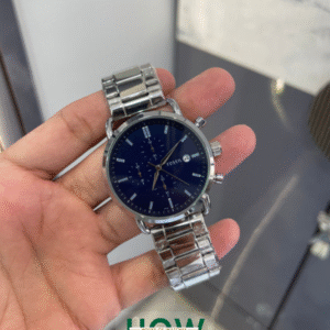 Fossil Silver Chronograph Watch – Blue Dial High Luxury Edition