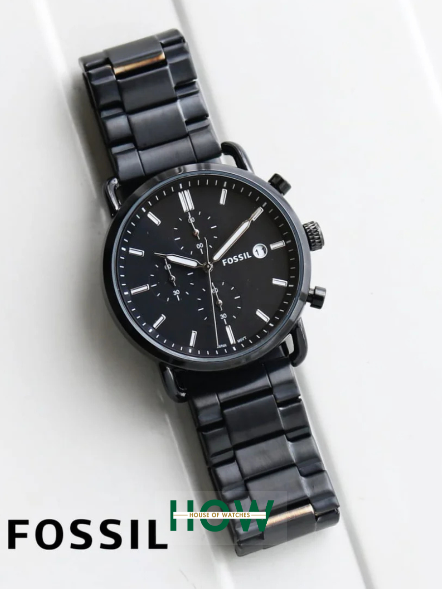 Fossil Black Chronograph Watch – Bold Modern Polished Bracelet Edition - Image 3