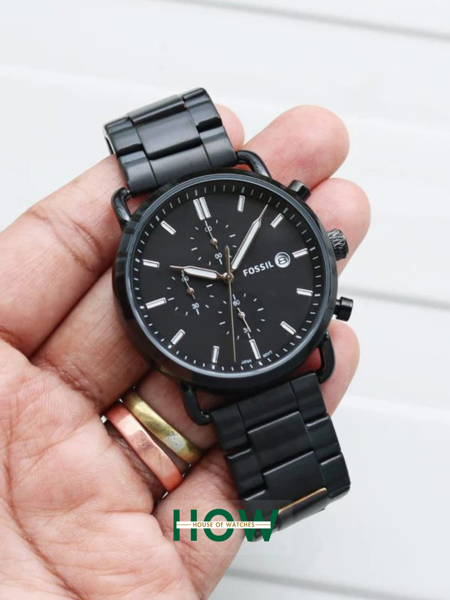 Fossil Black Chronograph Watch – Bold Modern Polished Bracelet Edition - Image 9