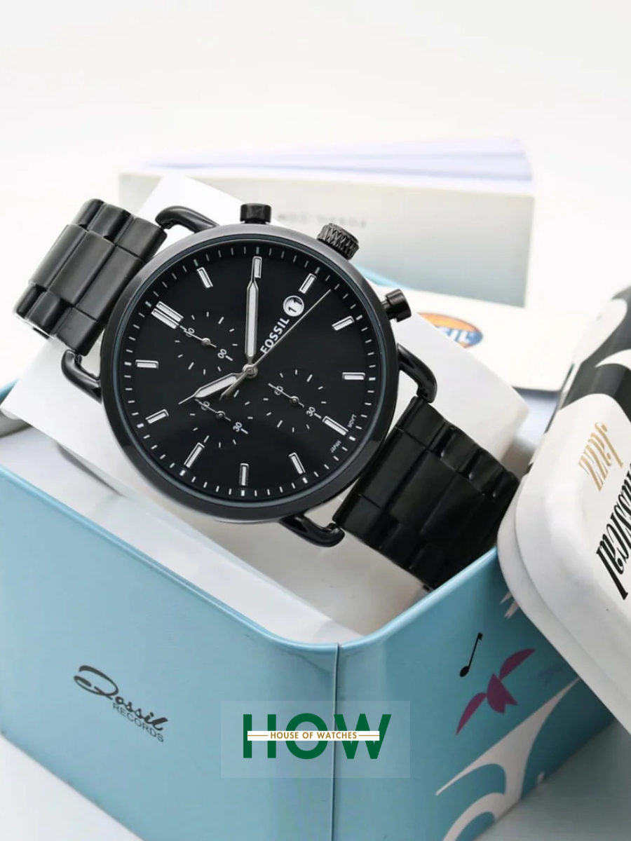 Fossil Black Chronograph Watch – Bold Modern Polished Bracelet Edition - Image 8