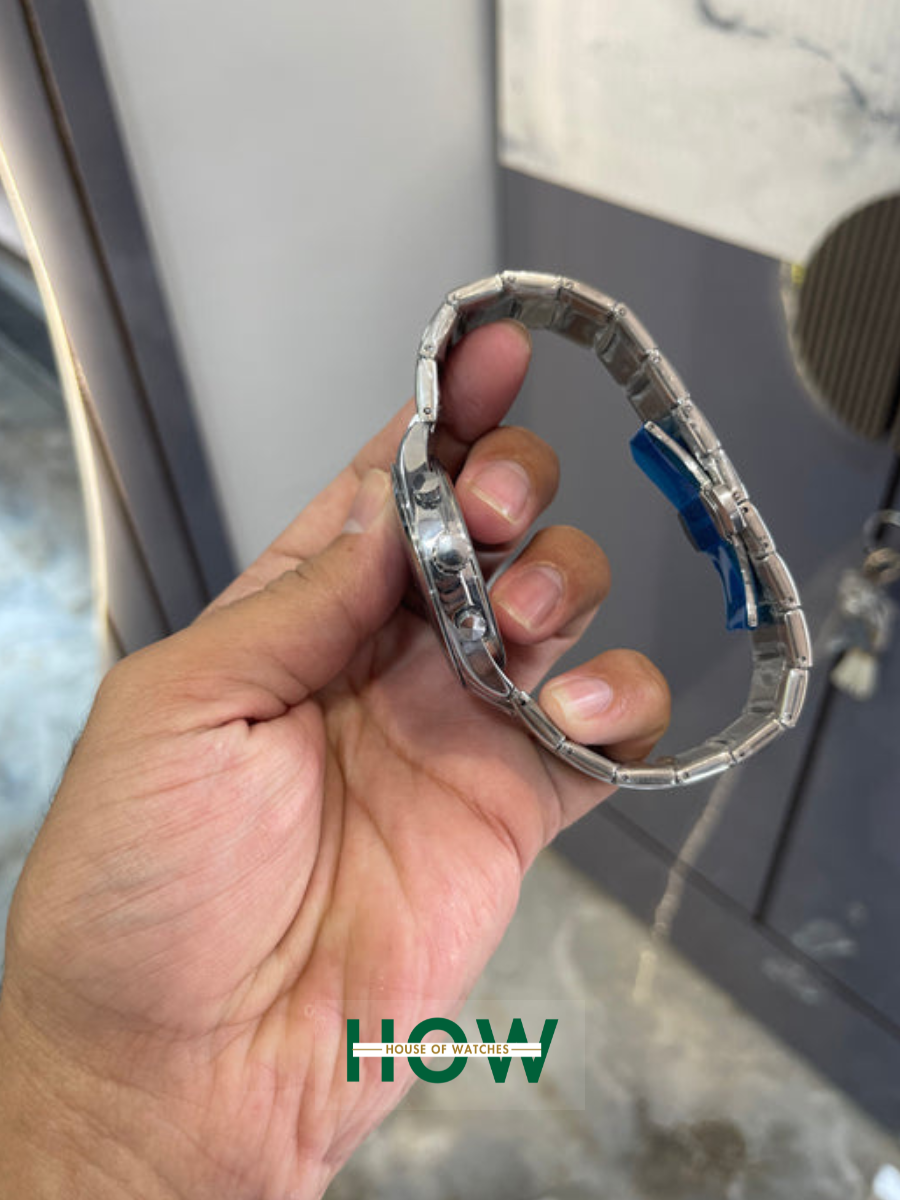 Emporio Armani Silver Chronograph Watch – Black Dial Classic Refined Edition - Image 6