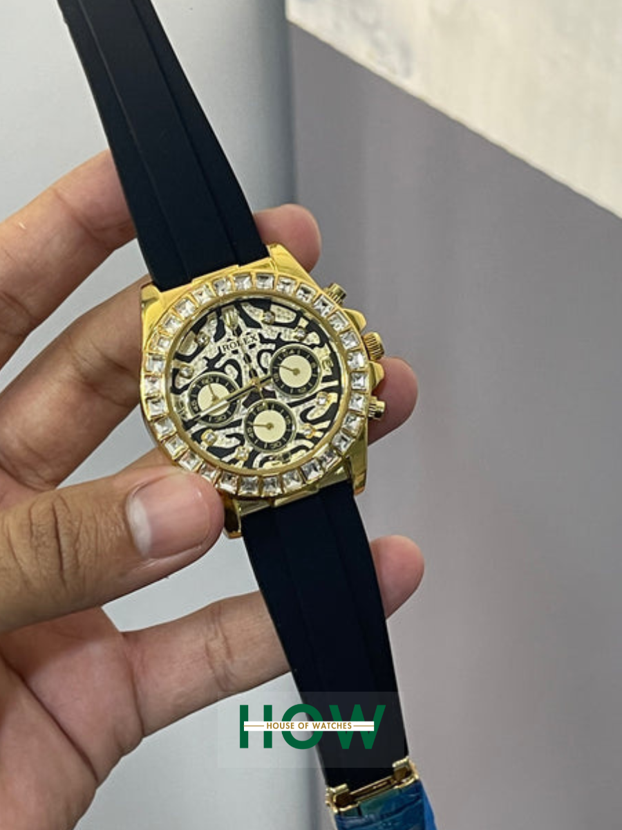 Rolex Daytona Skeleton Dial Men’s Watch – Diamond Bezel & Black Rubber Strap - Image 9