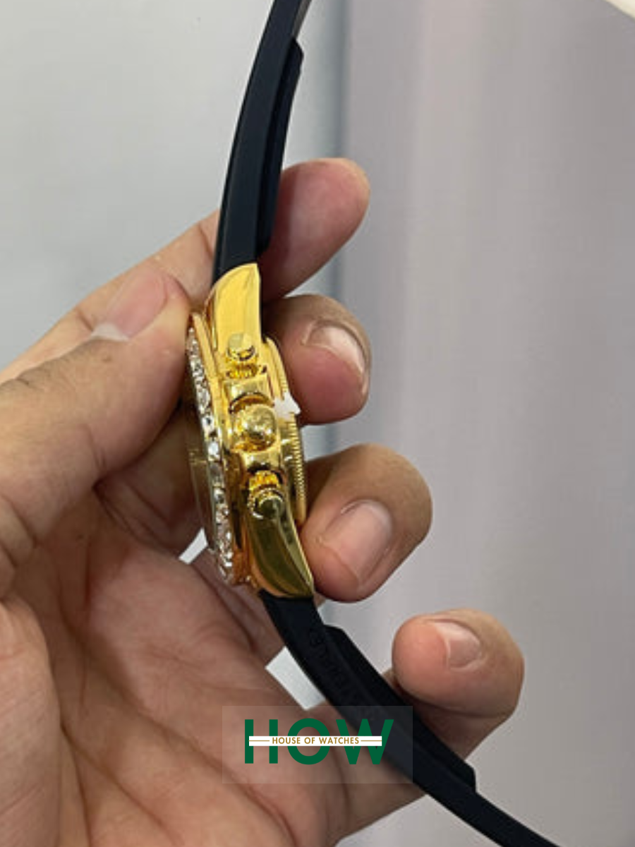 Rolex Daytona Skeleton Dial Men’s Watch – Diamond Bezel & Black Rubber Strap - Image 4