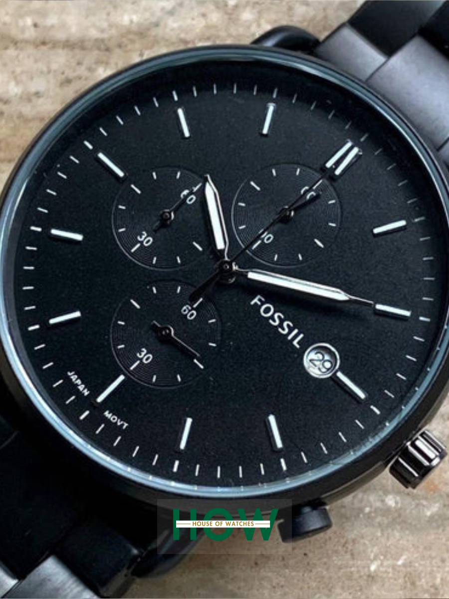 Fossil Black Chronograph Watch – Bold Modern Polished Bracelet Edition - Image 2