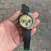 Gold Dial Black Case Silicon Strap Stylish Watch For Men